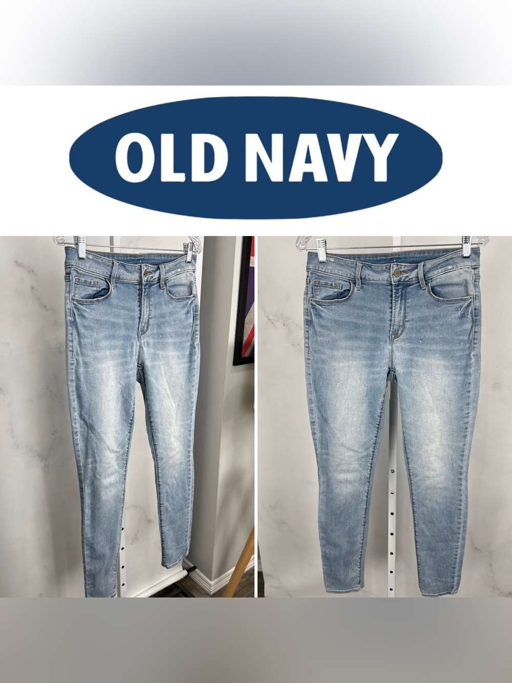 Old Navy Women’s Blue Light Wash Skinny Slim Fit Stretch Denim Jeans Size 8